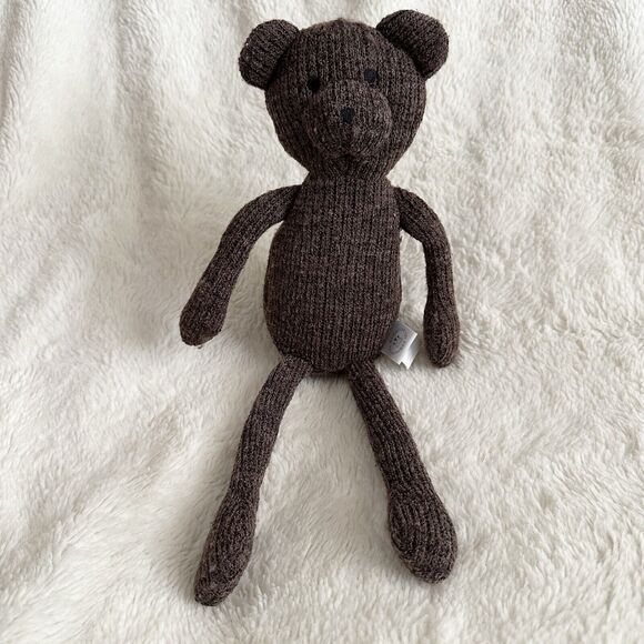 Manhattan Toy Co Brown Knit Bear 12” Plush Baby Lovey Stuffed Toy Teddy - Picture 1 of 5